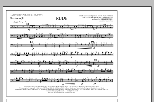 John Brennan Rude - Baritone B.C. sheet music notes and chords arranged for Marching Band
