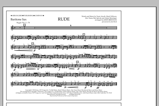 John Brennan Rude - Baritone Sax sheet music notes and chords arranged for Marching Band