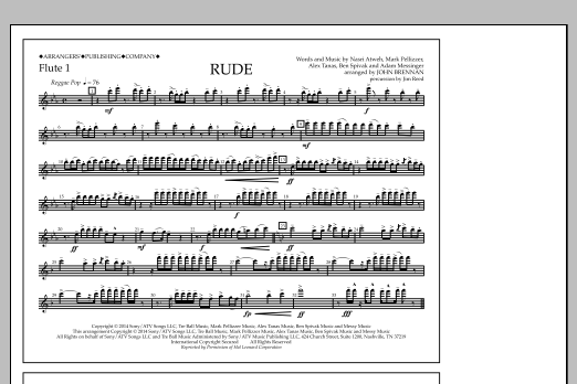 John Brennan Rude - Flute 1 sheet music notes and chords arranged for Marching Band