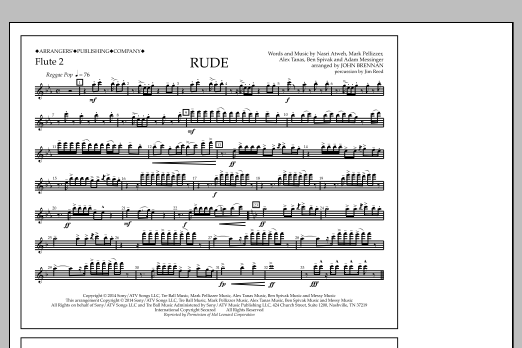 John Brennan Rude - Flute 2 sheet music notes and chords arranged for Marching Band
