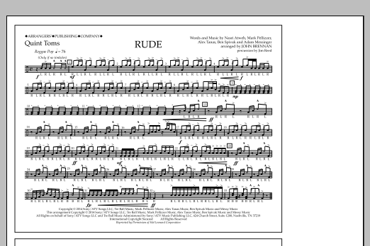 John Brennan Rude - Quint-Toms sheet music notes and chords arranged for Marching Band