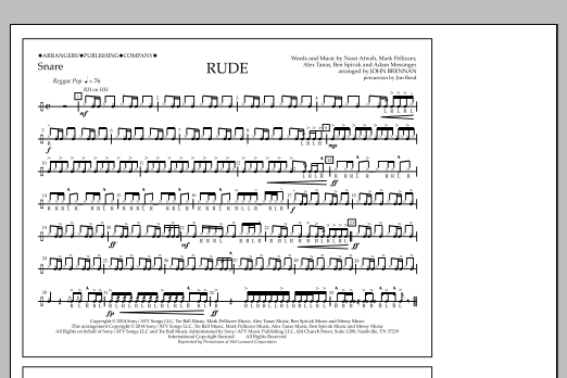 John Brennan Rude - Snare sheet music notes and chords arranged for Marching Band