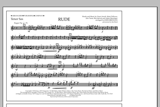 John Brennan Rude - Tenor Sax sheet music notes and chords arranged for Marching Band