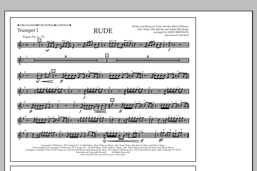 John Brennan Rude - Trumpet 1 sheet music notes and chords arranged for Marching Band