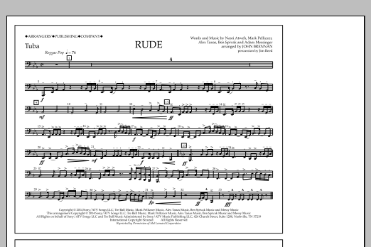 John Brennan Rude - Tuba sheet music notes and chords arranged for Marching Band