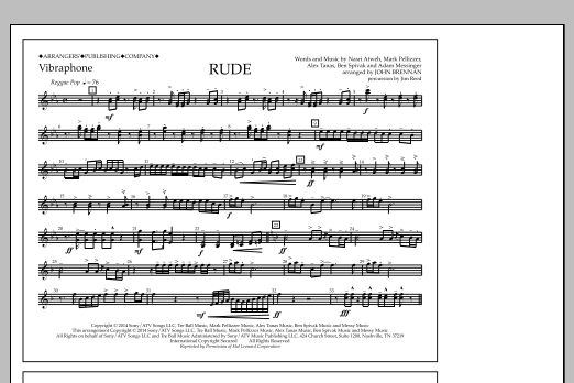John Brennan Rude - Vibraphone sheet music notes and chords arranged for Marching Band