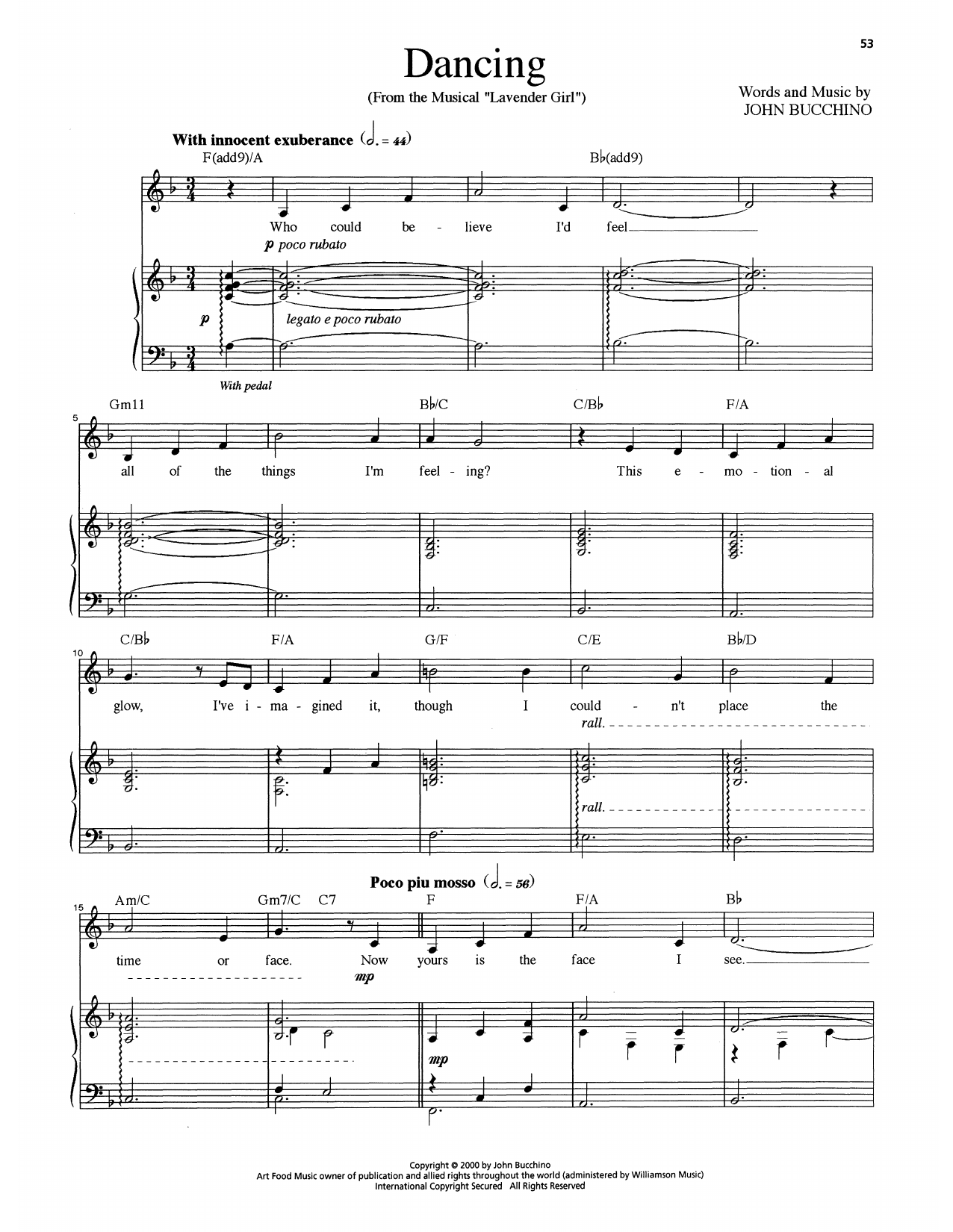 John Bucchino Dancing sheet music notes and chords arranged for Piano & Vocal