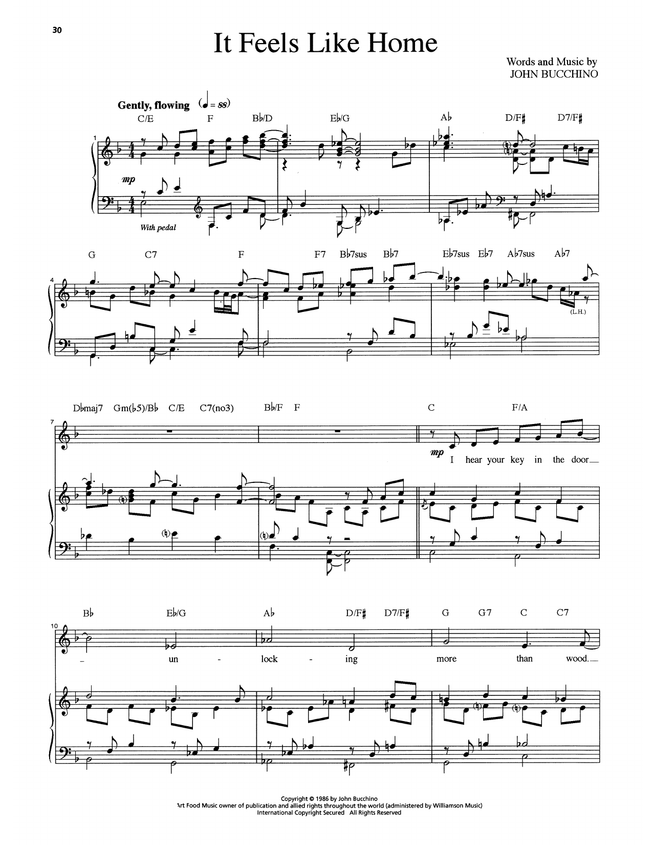 John Bucchino It Feels Like Home sheet music notes and chords arranged for Piano & Vocal