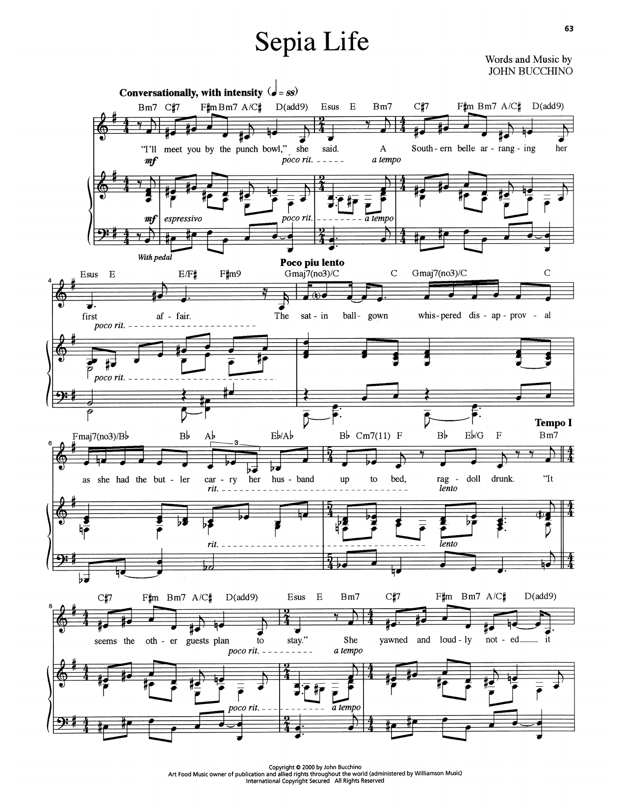 John Bucchino Sepia Life sheet music notes and chords arranged for Piano & Vocal