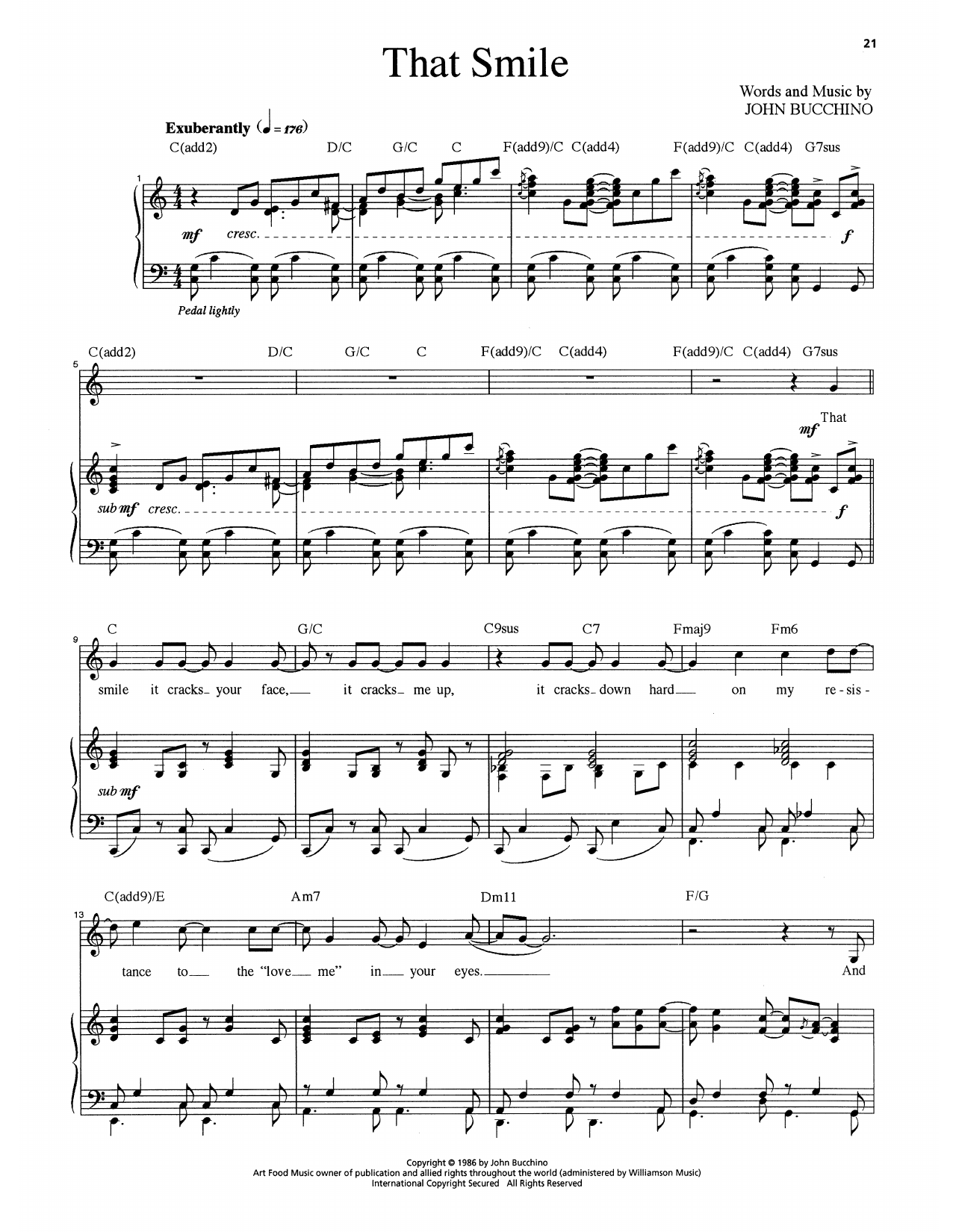 John Bucchino That Smile sheet music notes and chords arranged for Piano & Vocal