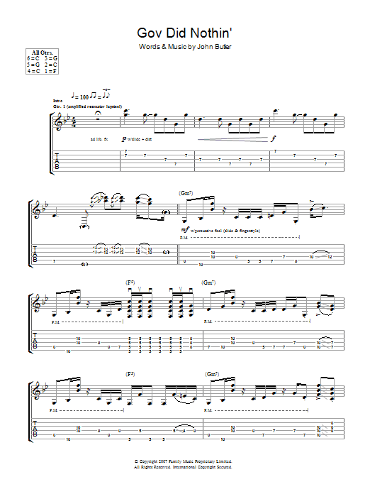 John Butler Gov Did Nothin' sheet music notes and chords arranged for Guitar Tab