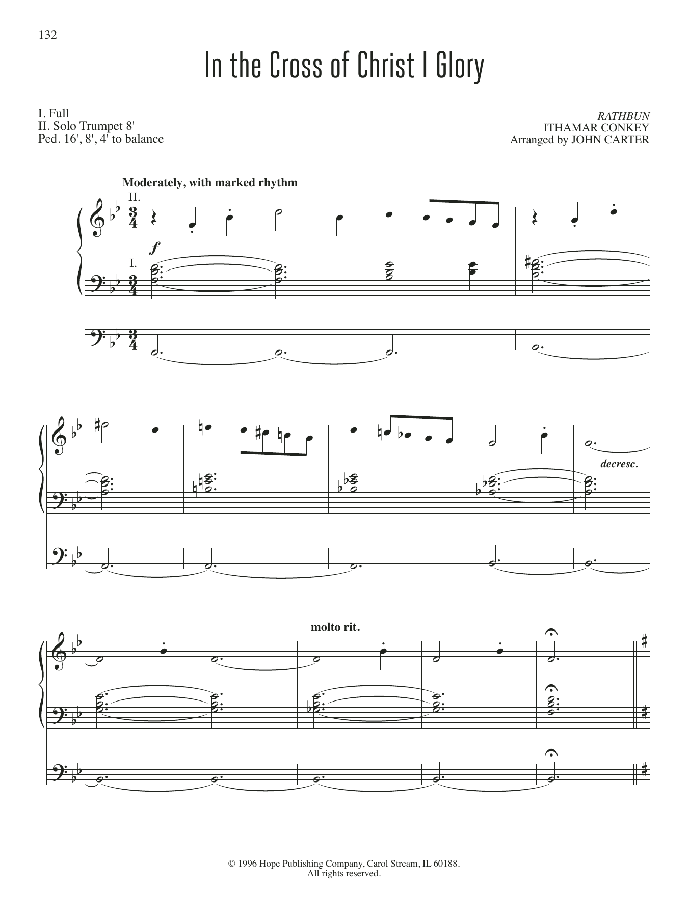 John Carter In the Cross of Christ I Glory sheet music notes and chords arranged for Organ