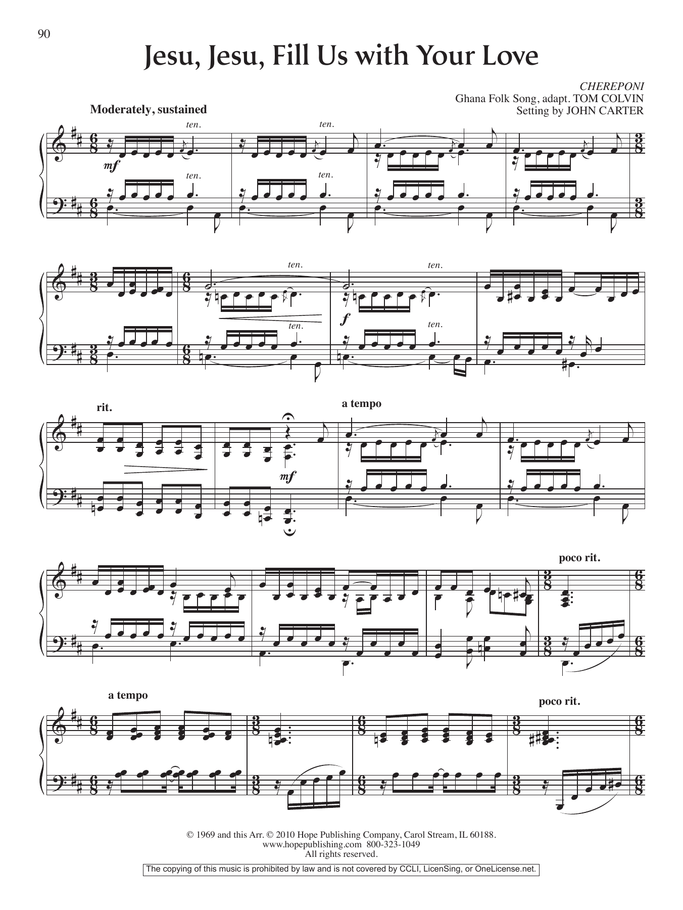 John Carter Jesu, Jesu, Fill Us with Your Love sheet music notes and chords arranged for Piano Solo