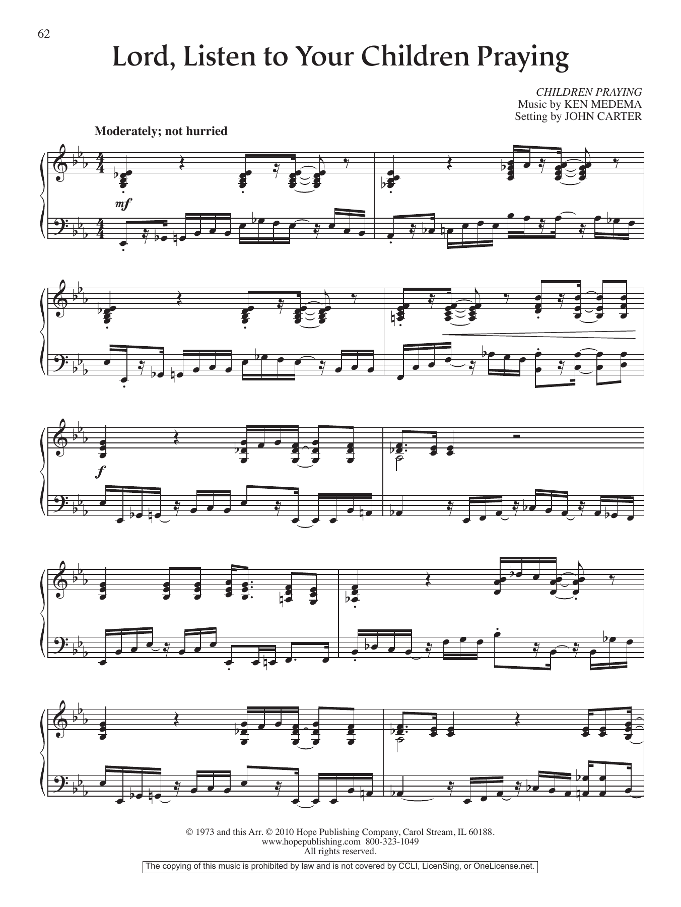 John Carter Lord, Listen to Your Children Praying sheet music notes and chords arranged for Piano Solo