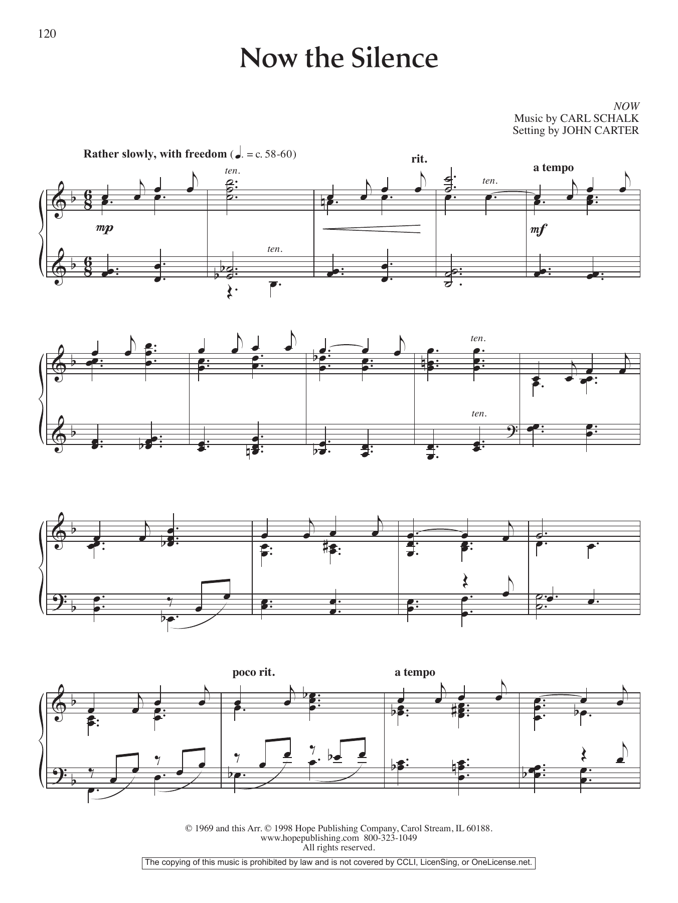 John Carter Now the Silence sheet music notes and chords arranged for Piano Solo