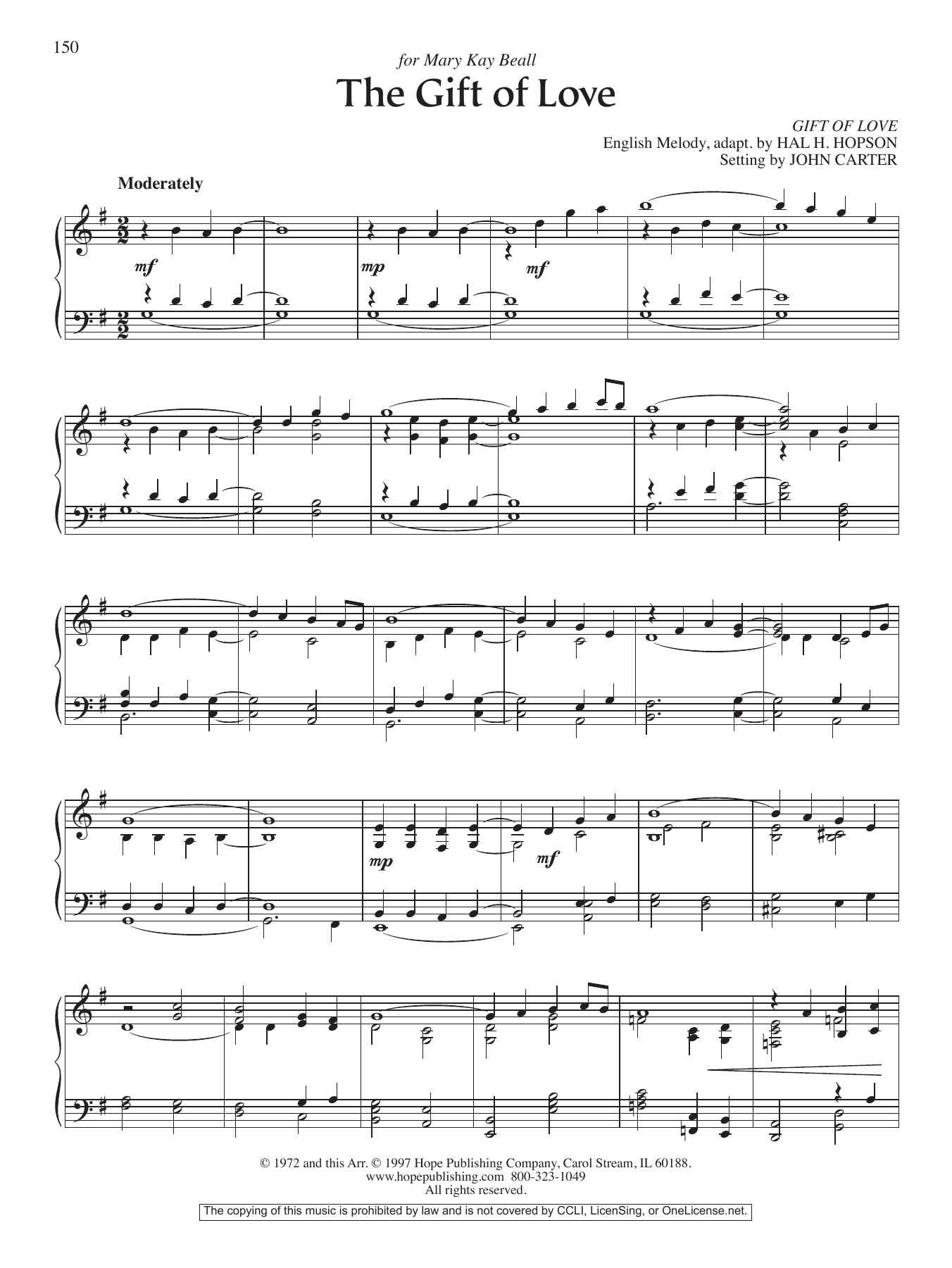 John Carter The Gift of Love sheet music notes and chords arranged for Organ