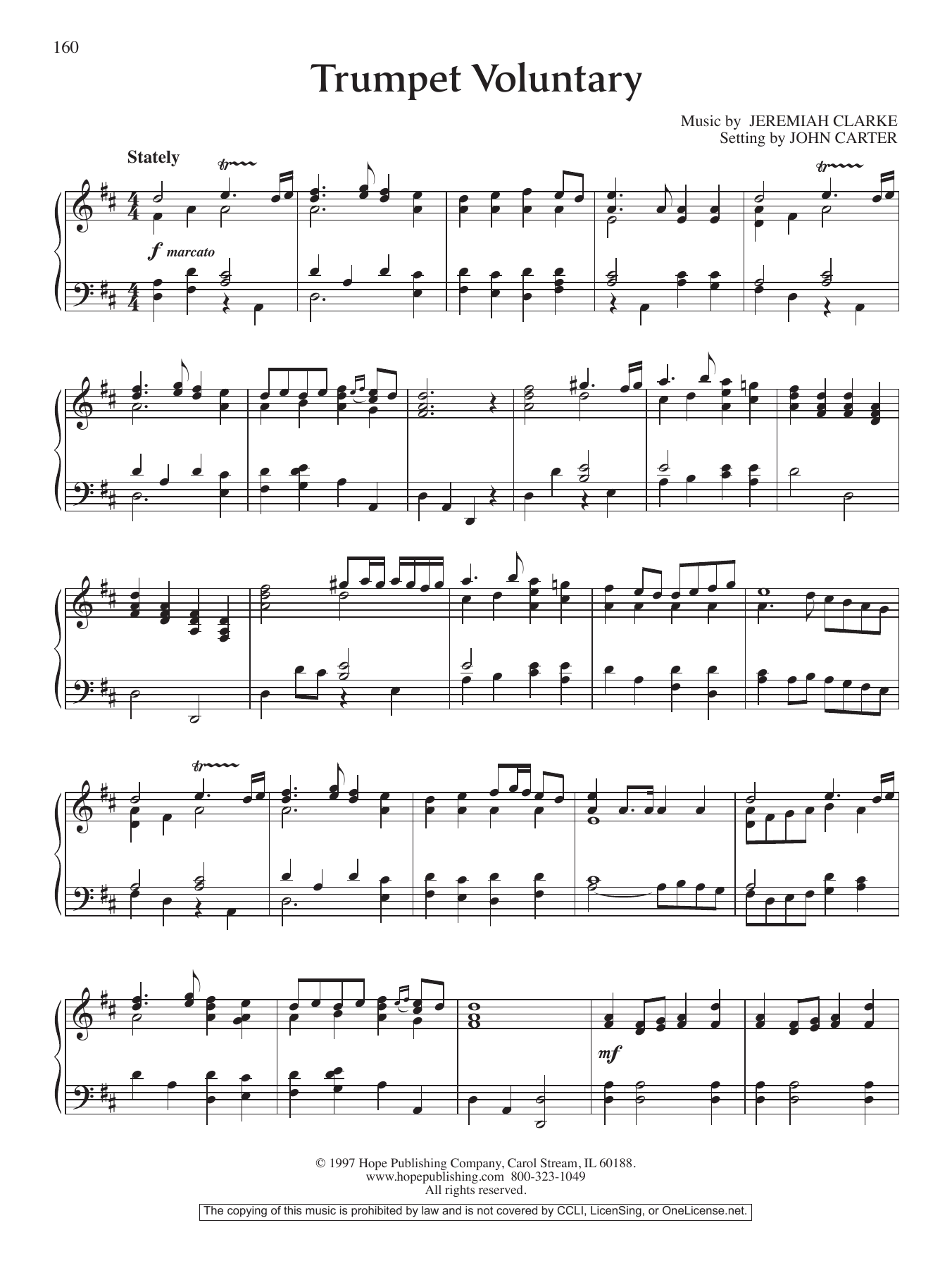 John Carter Trumpet Voluntary sheet music notes and chords arranged for Piano Solo