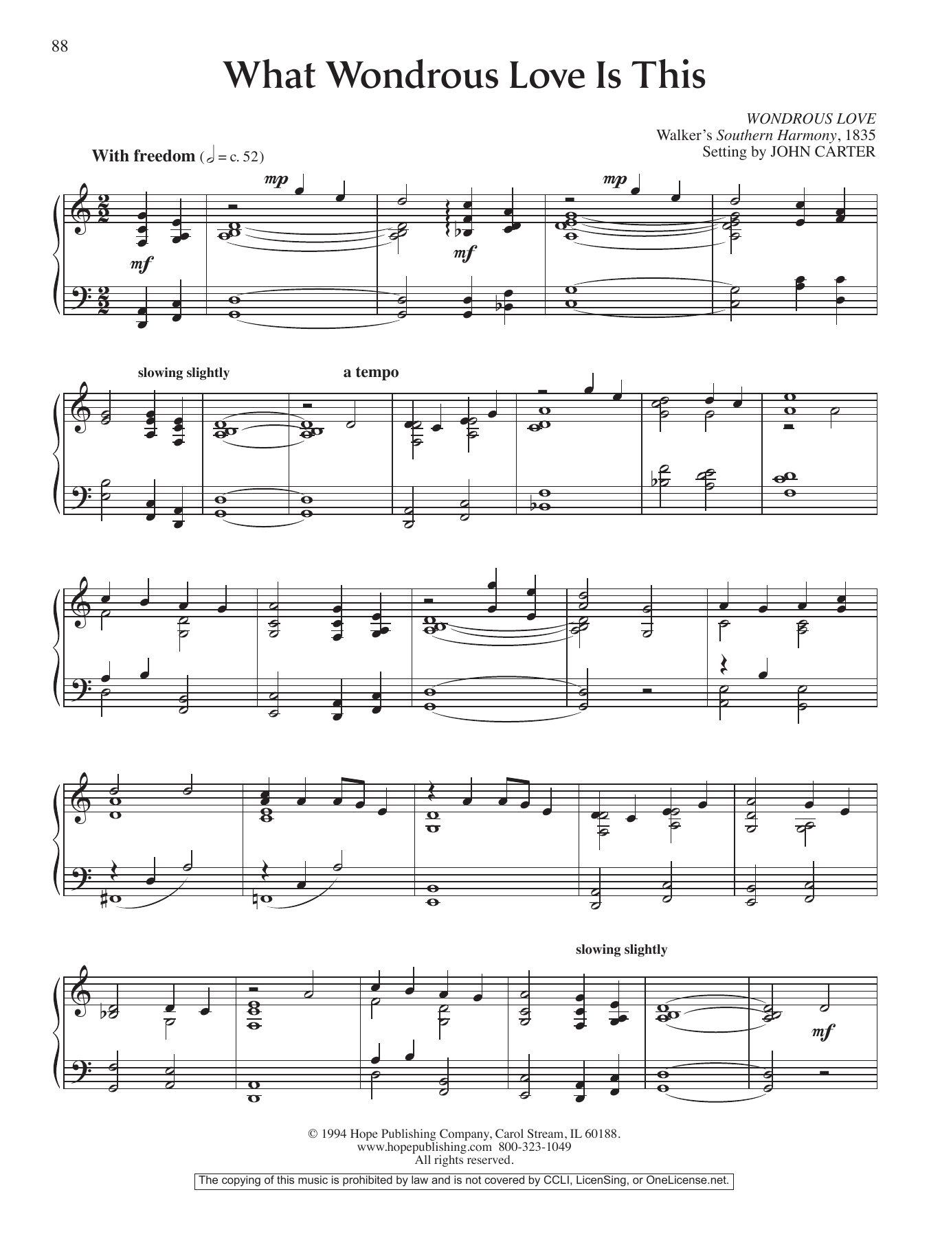 John Carter What Wondrous Love Is This sheet music notes and chords arranged for Organ
