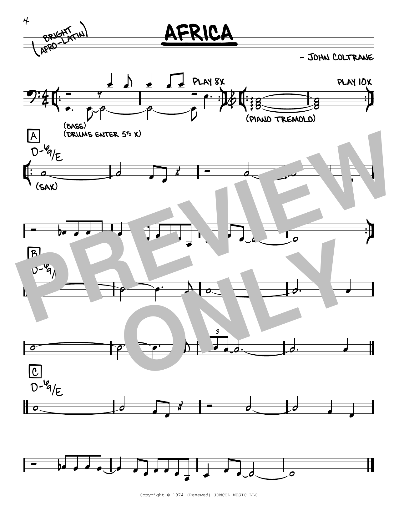 John Coltrane Africa sheet music notes and chords arranged for Real Book – Melody & Chords