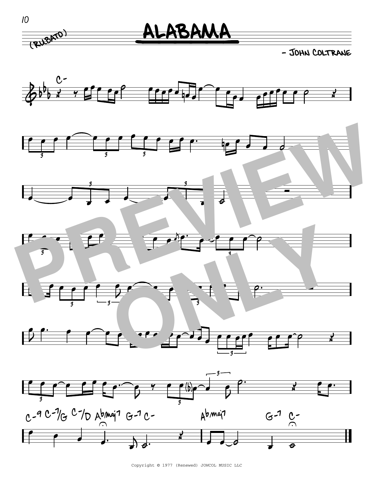 John Coltrane Alabama sheet music notes and chords arranged for Real Book – Melody & Chords