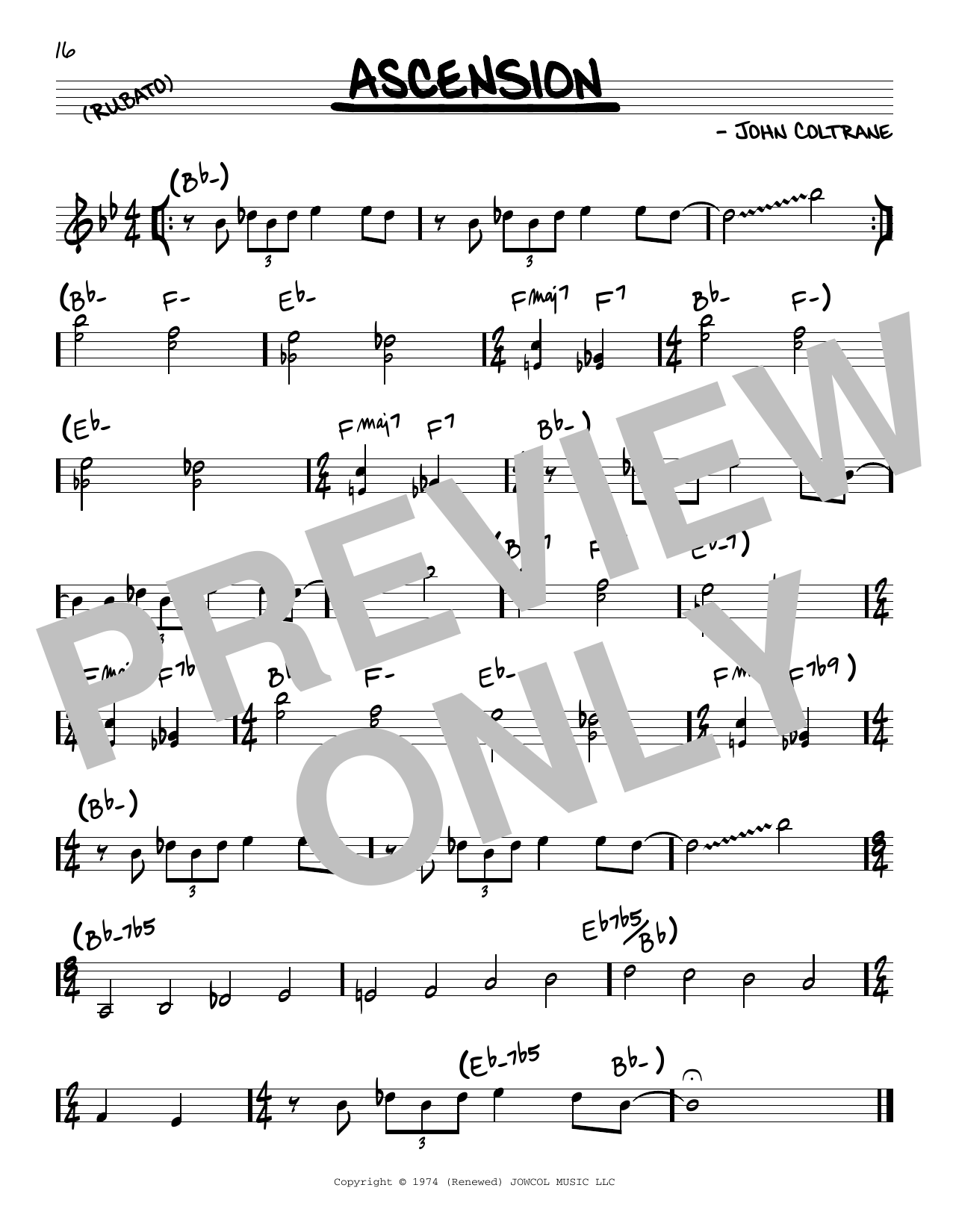 John Coltrane Ascension sheet music notes and chords arranged for Real Book – Melody & Chords