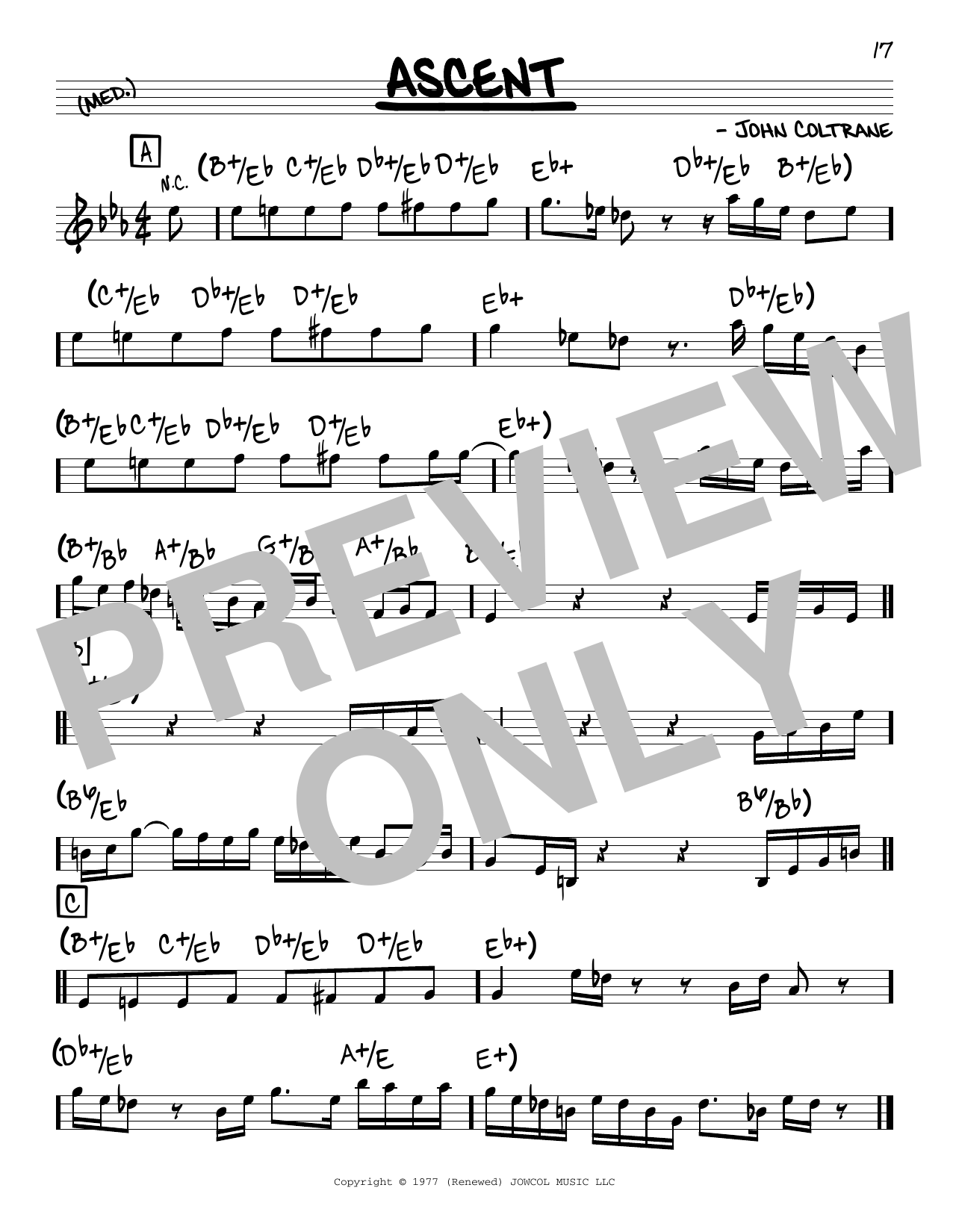 John Coltrane Ascent sheet music notes and chords arranged for Real Book – Melody & Chords