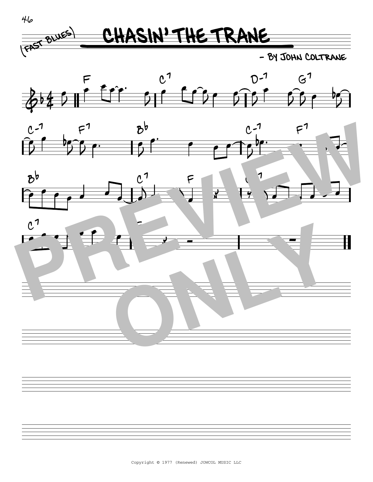 John Coltrane Chasin' The Trane sheet music notes and chords arranged for Real Book – Melody & Chords – C Instruments