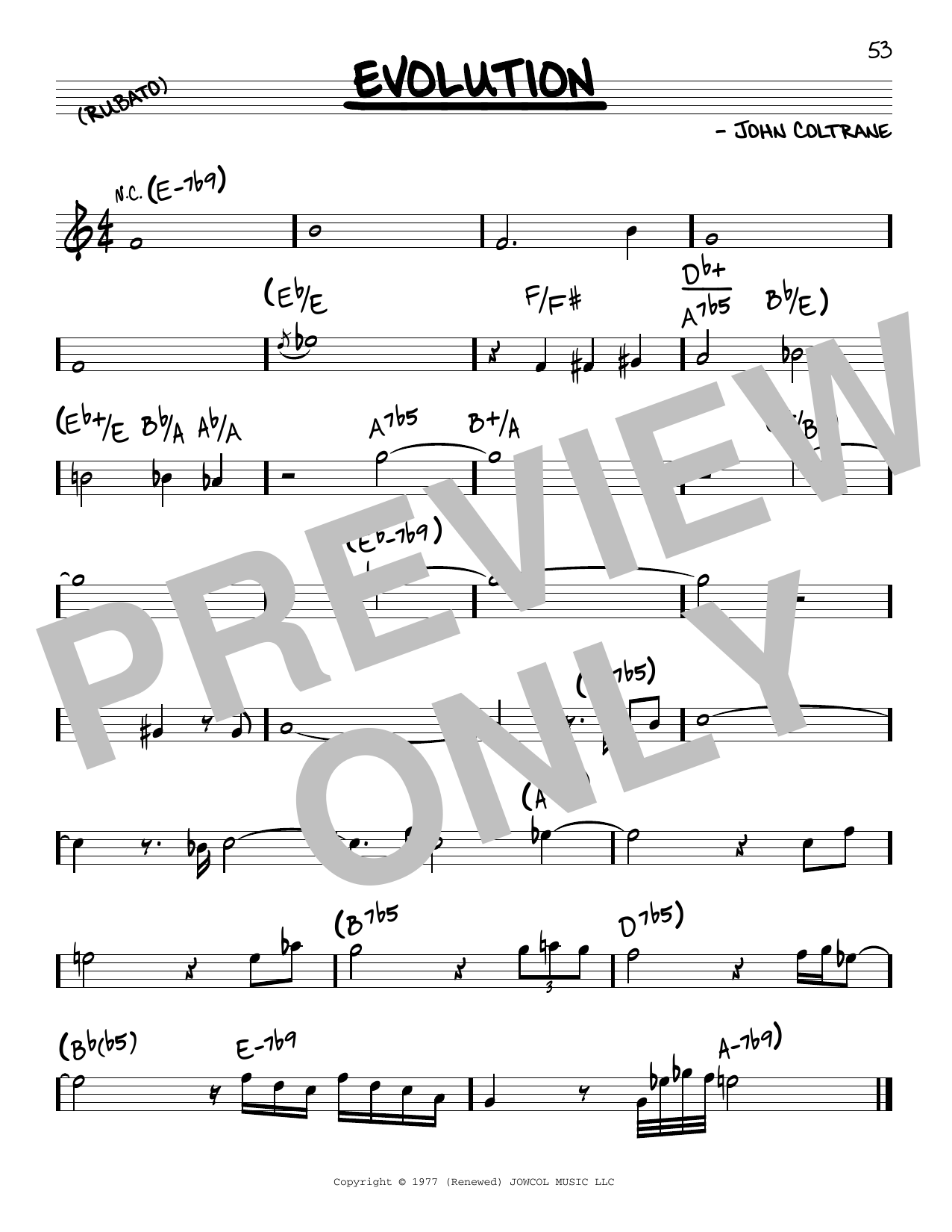 John Coltrane Evolution sheet music notes and chords arranged for Real Book – Melody & Chords