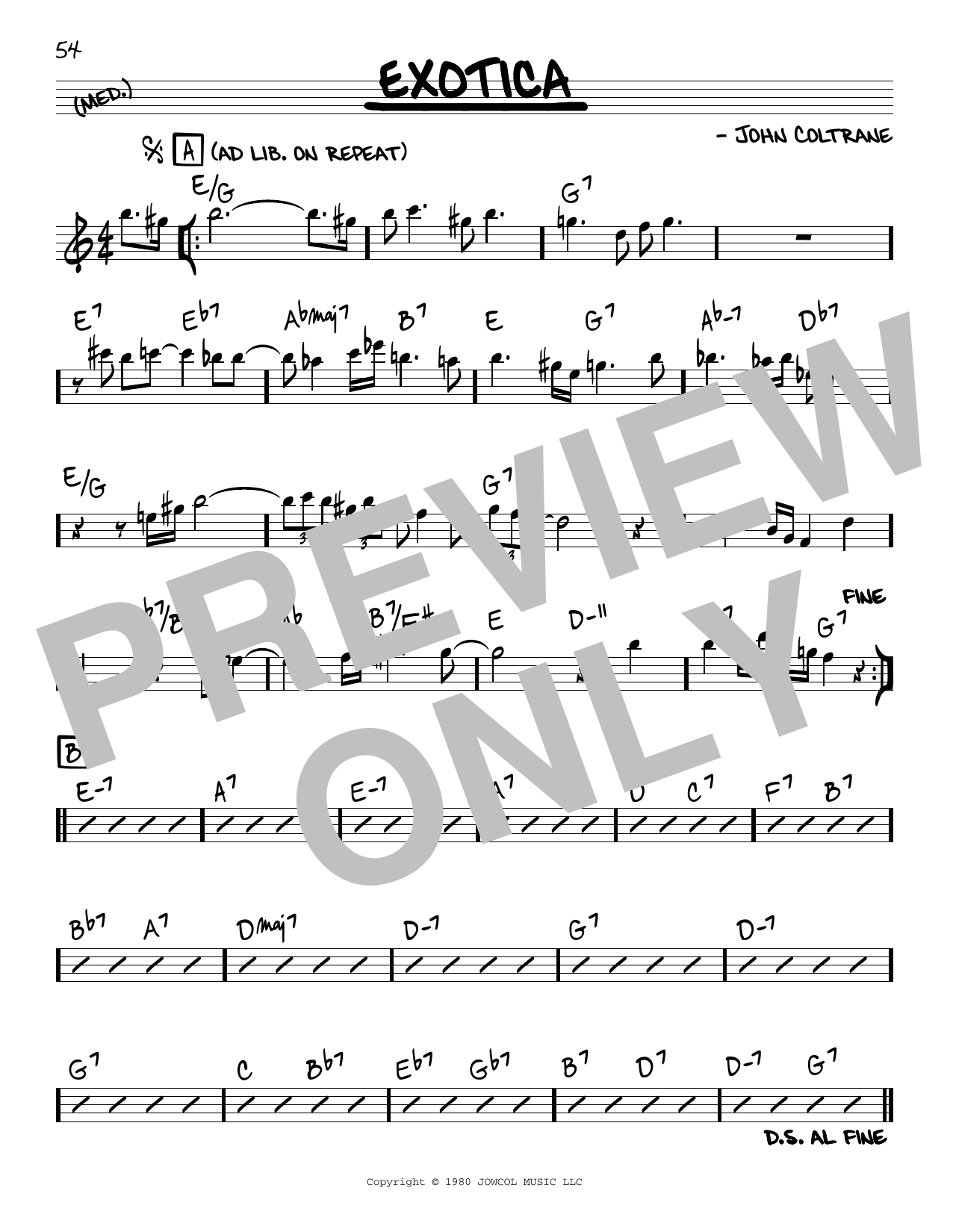 John Coltrane Exotica sheet music notes and chords arranged for Real Book – Melody & Chords