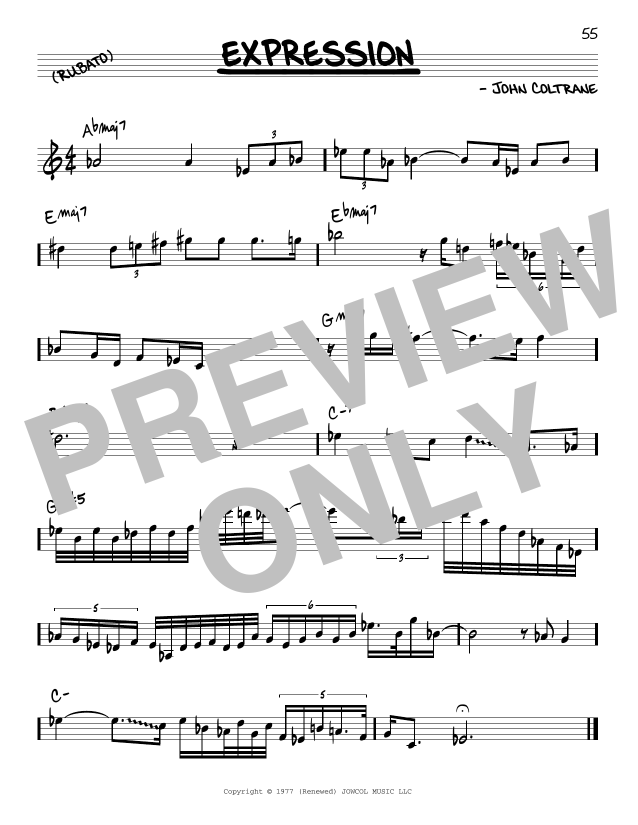 John Coltrane Expression sheet music notes and chords arranged for Real Book – Melody & Chords