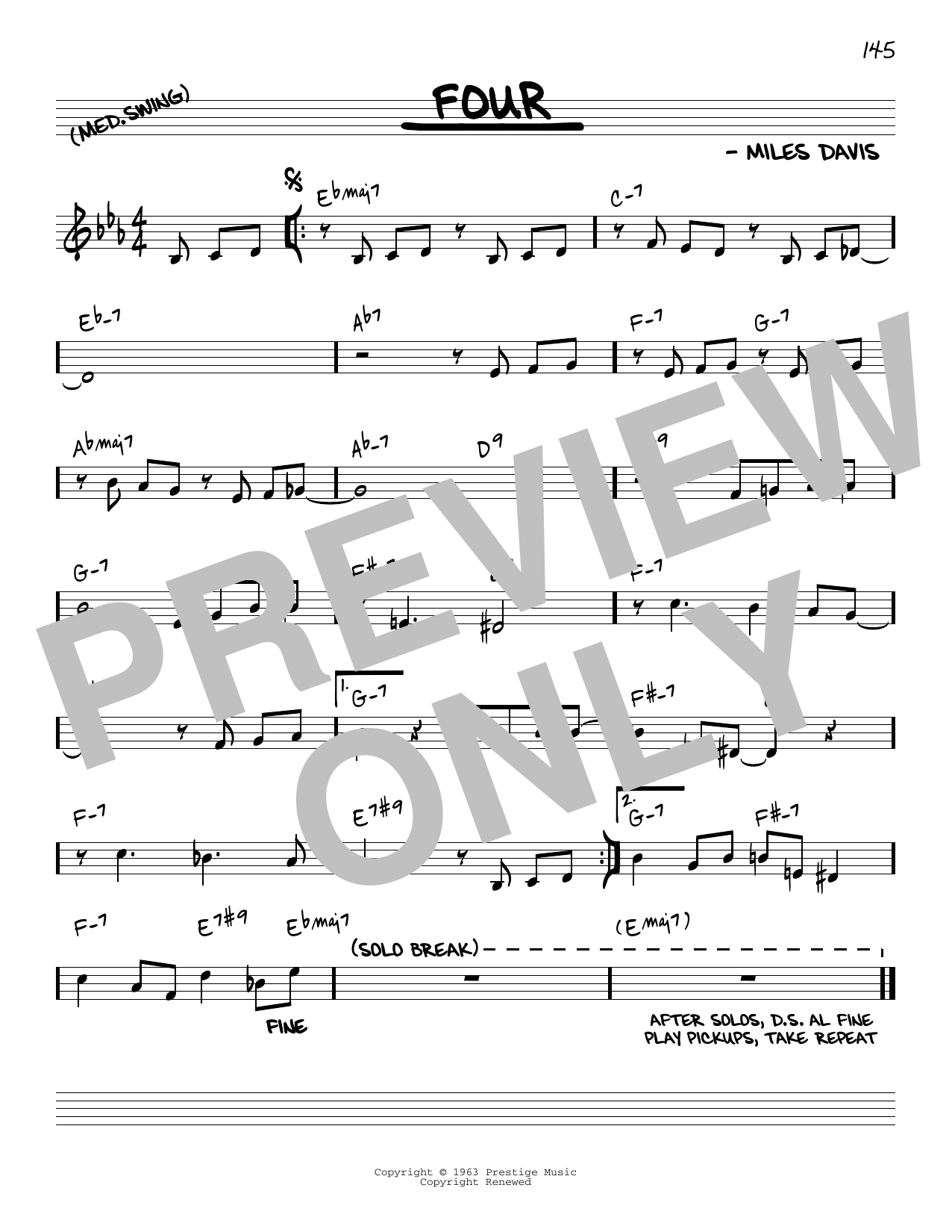 John Coltrane Four [Reharmonized version] (arr. Jack Grassel) sheet music notes and chords arranged for Real Book – Melody & Chords