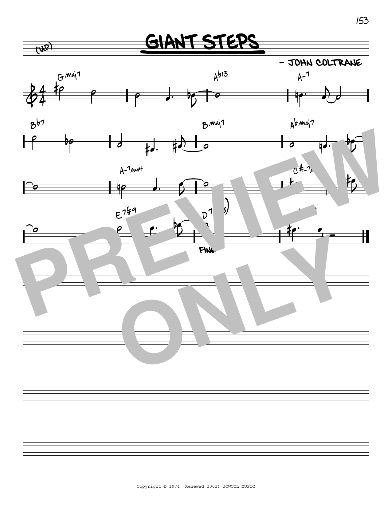 John Coltrane Giant Steps [Reharmonized version] (arr. Jack Grassel) sheet music notes and chords arranged for Real Book – Melody & Chords