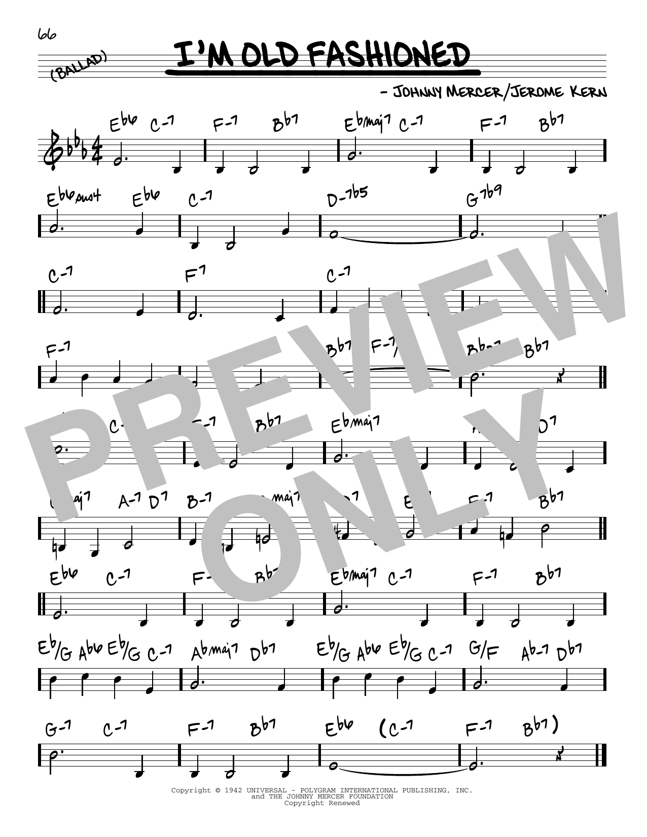 John Coltrane I'm Old Fashioned sheet music notes and chords arranged for Real Book – Melody & Chords