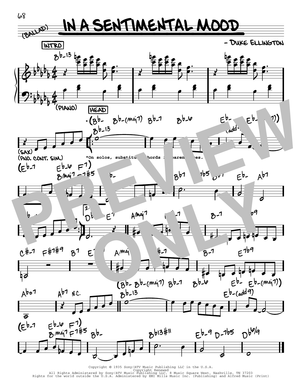 John Coltrane In A Sentimental Mood sheet music notes and chords arranged for Real Book – Melody & Chords