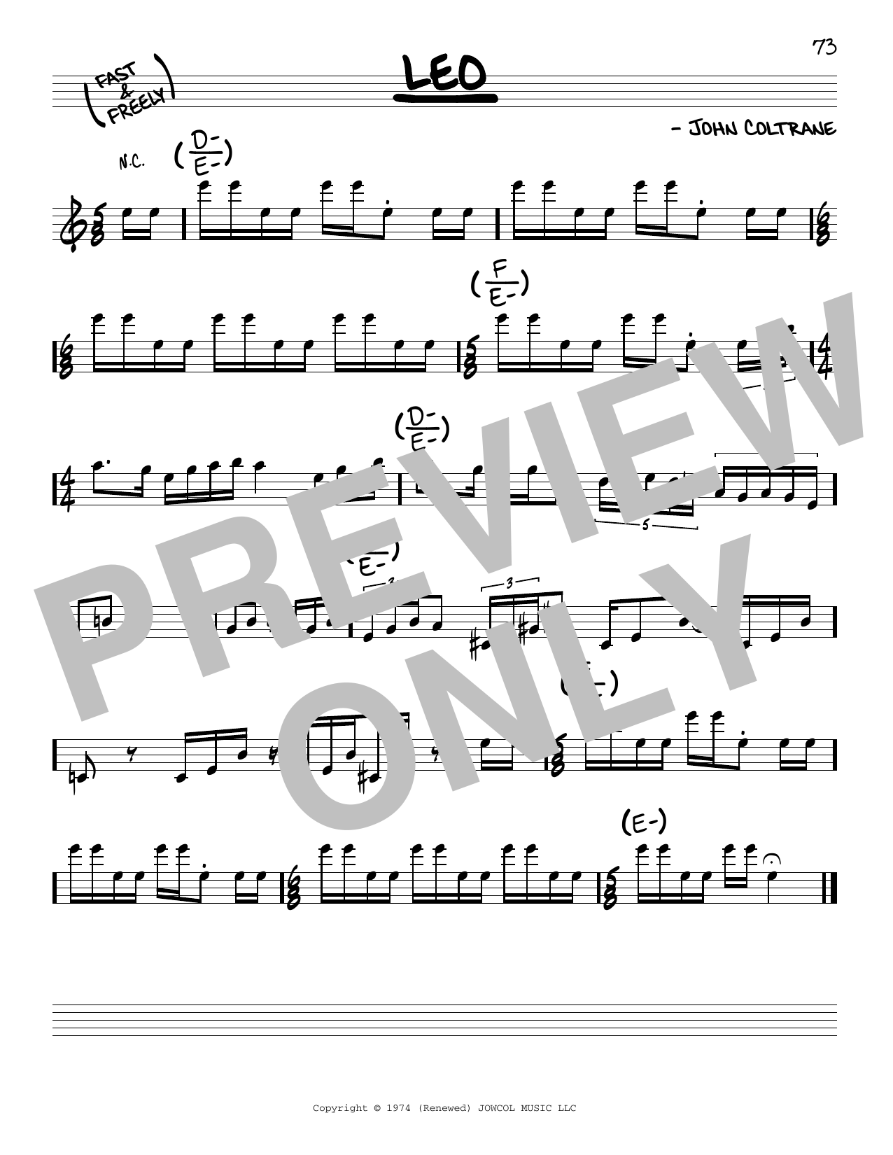 John Coltrane Leo sheet music notes and chords arranged for Real Book – Melody & Chords