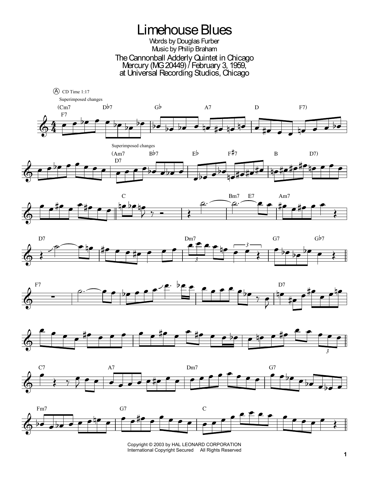 John Coltrane Limehouse Blues sheet music notes and chords arranged for Tenor Sax Transcription