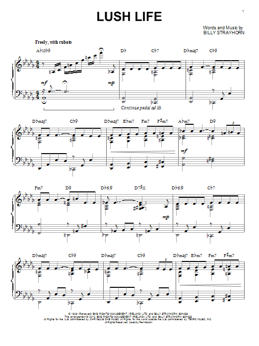 John Coltrane Lush Life [Jazz version] (arr. Brent Edstrom) sheet music notes and chords arranged for Piano Solo