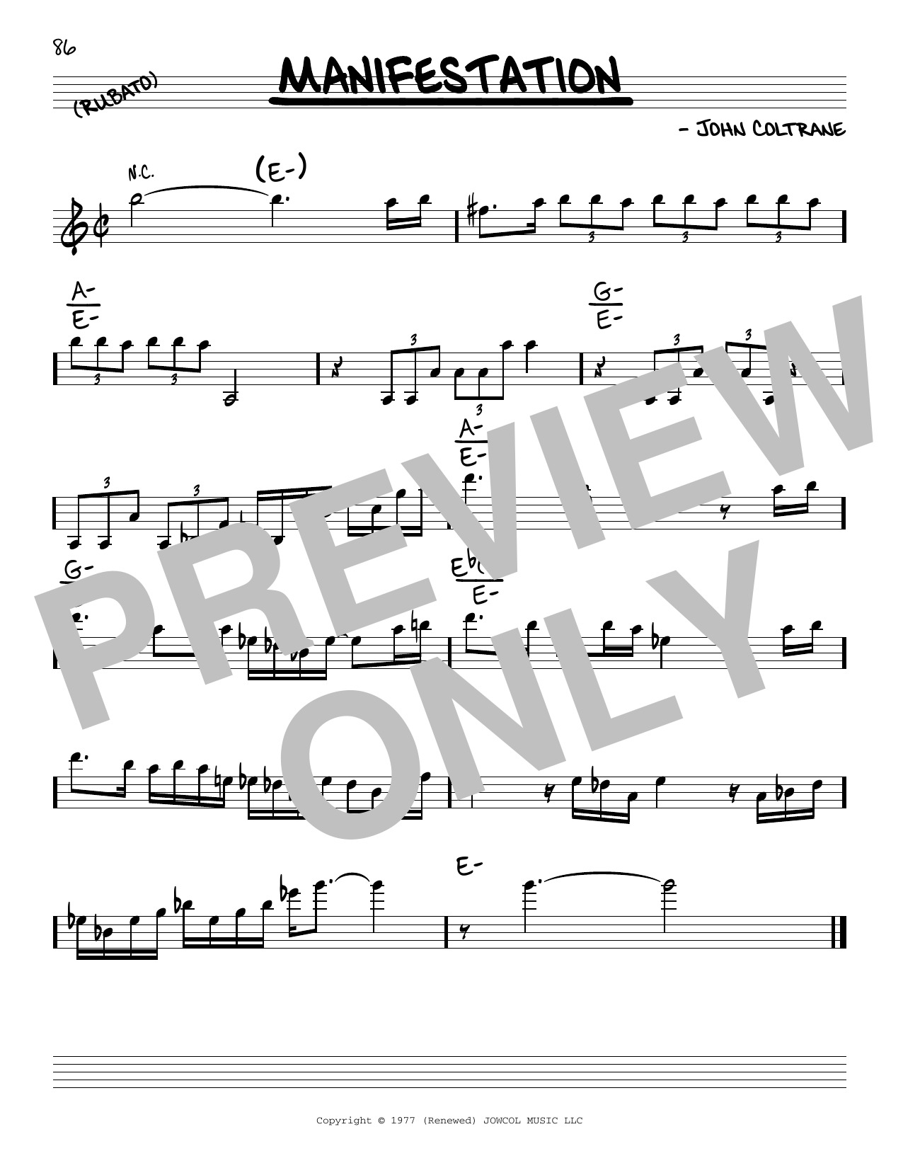 John Coltrane Manifestation sheet music notes and chords arranged for Real Book – Melody & Chords