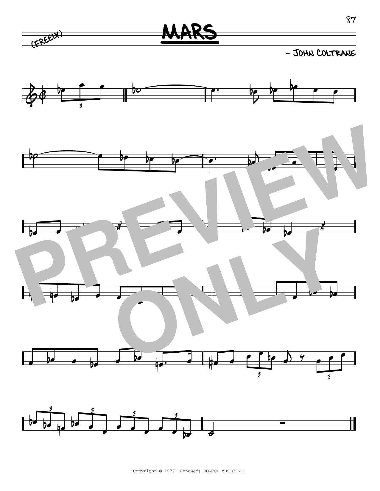 John Coltrane Mars sheet music notes and chords arranged for Real Book – Melody & Chords