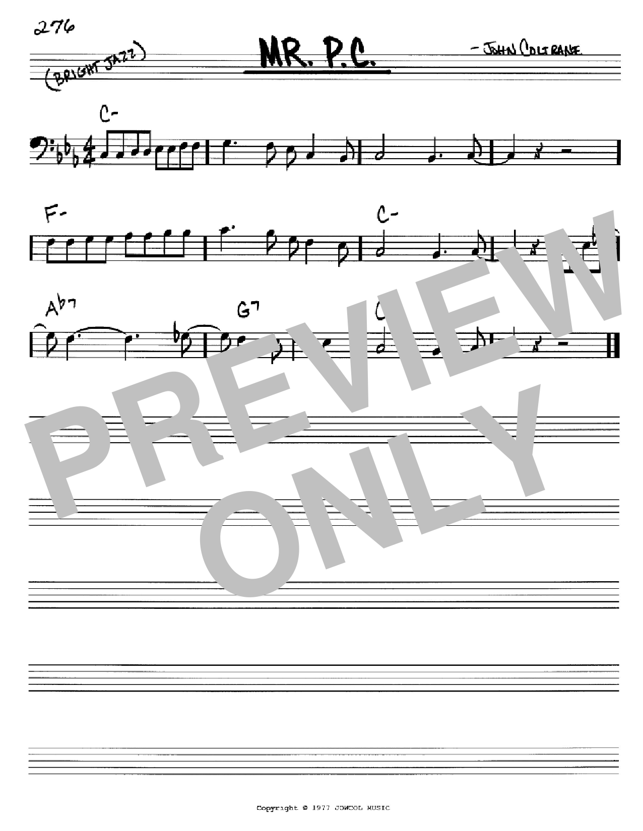 John Coltrane Mr. P.C. sheet music notes and chords arranged for Piano Solo