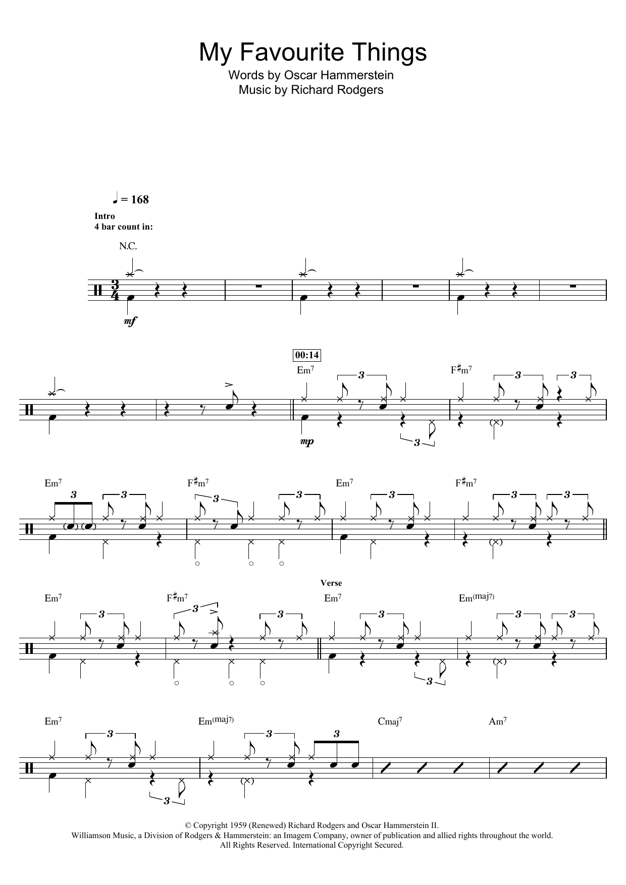 John Coltrane My Favorite Things (from The Sound Of Music) sheet music notes and chords arranged for Drums