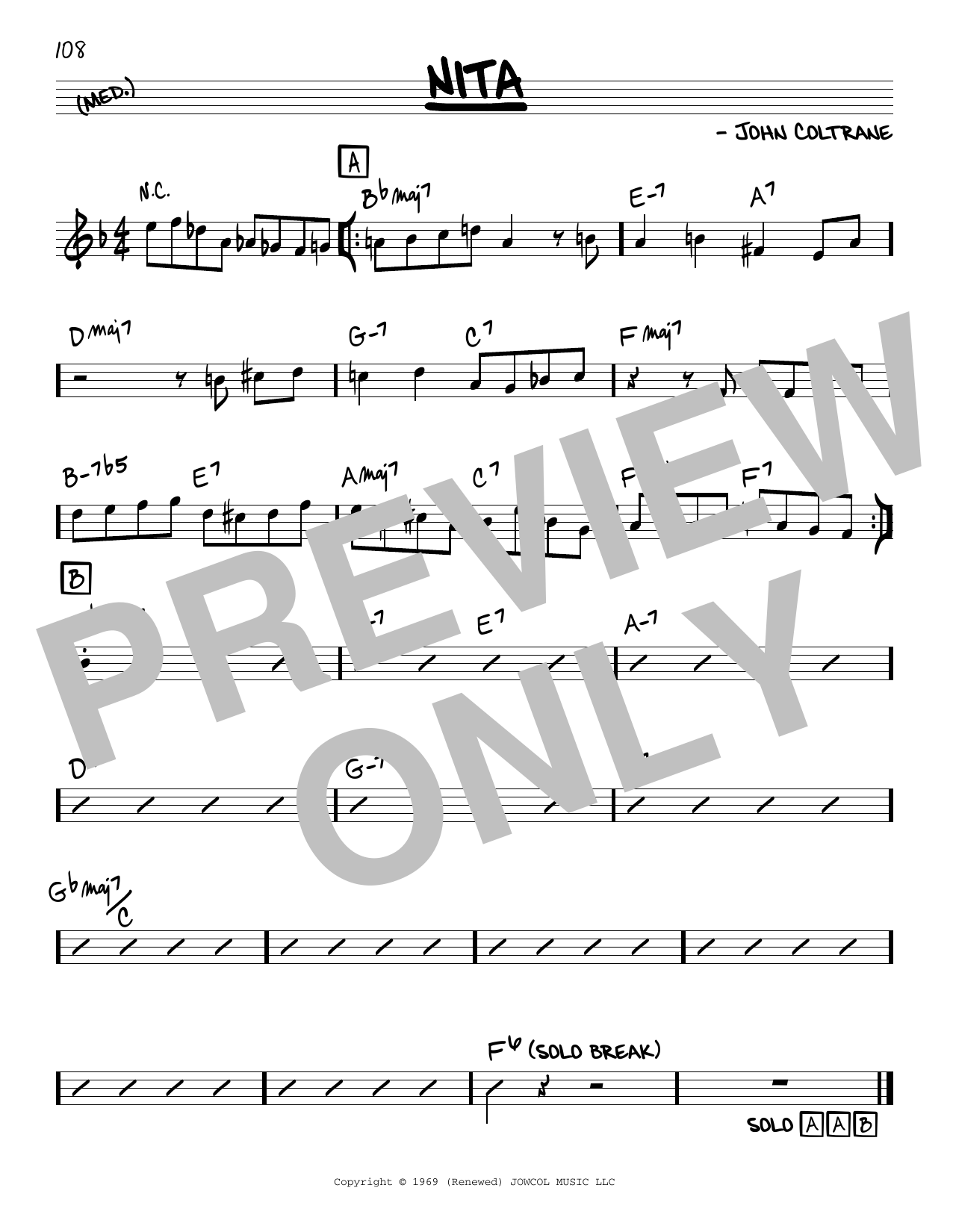 John Coltrane Nita sheet music notes and chords arranged for Real Book – Melody & Chords