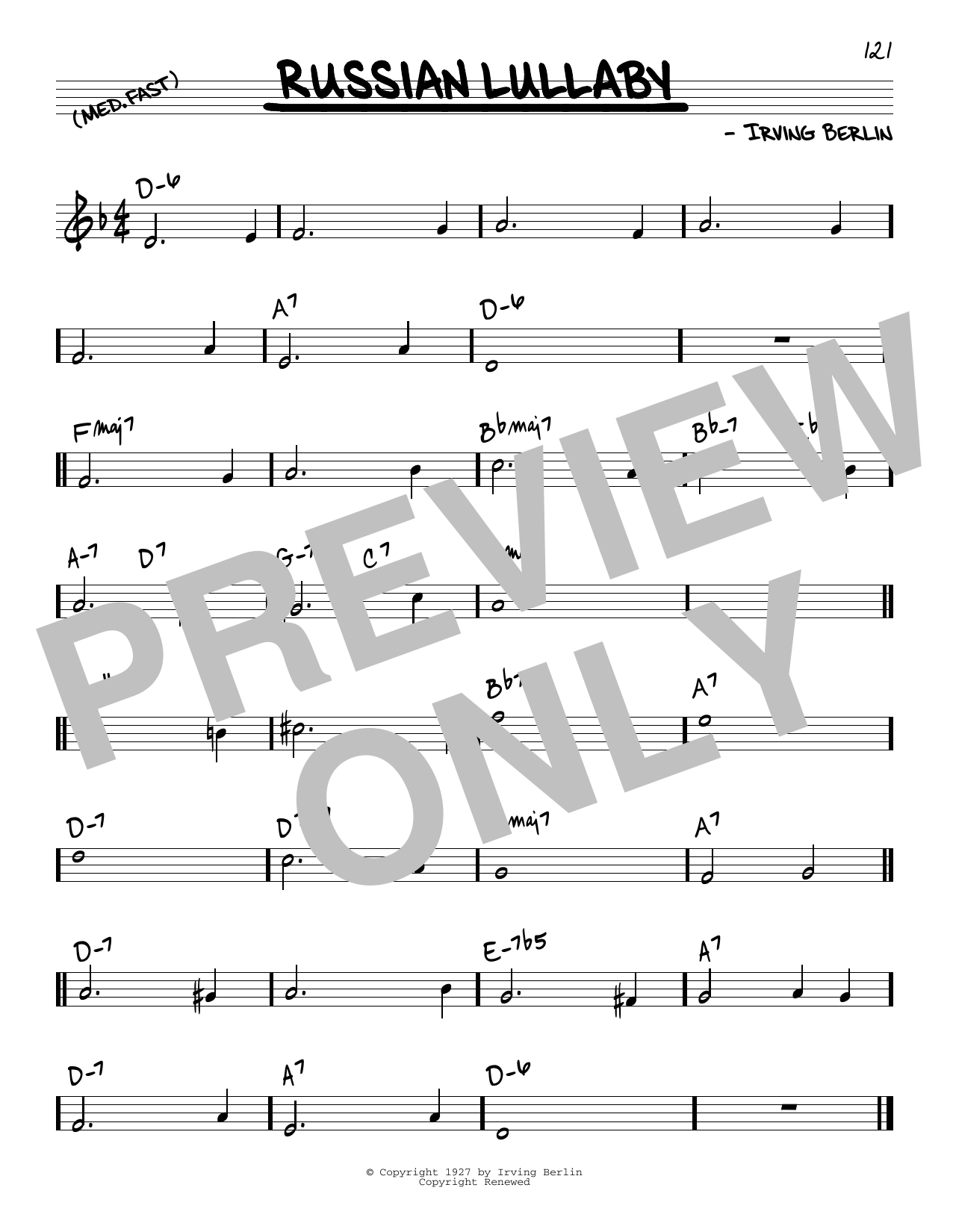 John Coltrane Russian Lullaby sheet music notes and chords arranged for Real Book – Melody & Chords