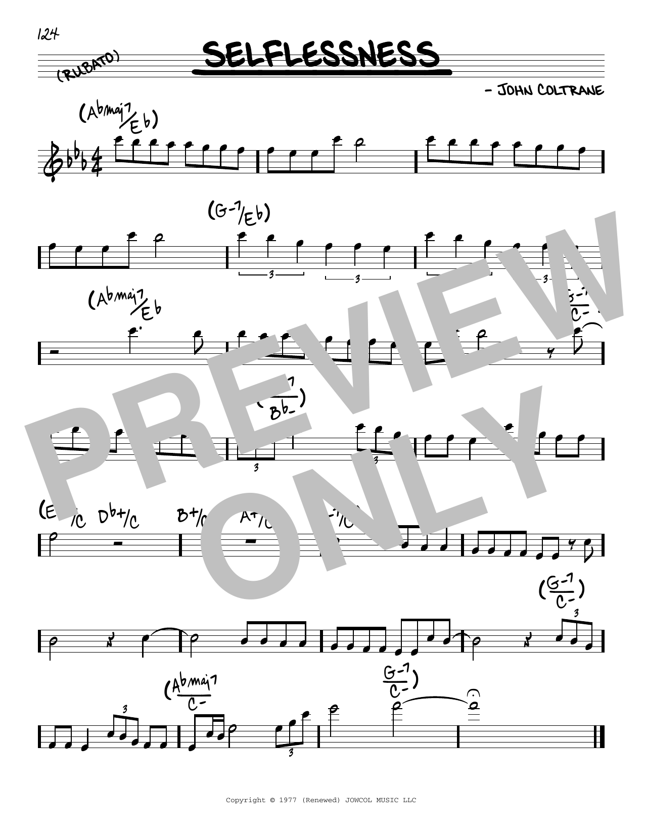 John Coltrane Selflessness sheet music notes and chords arranged for Real Book – Melody & Chords
