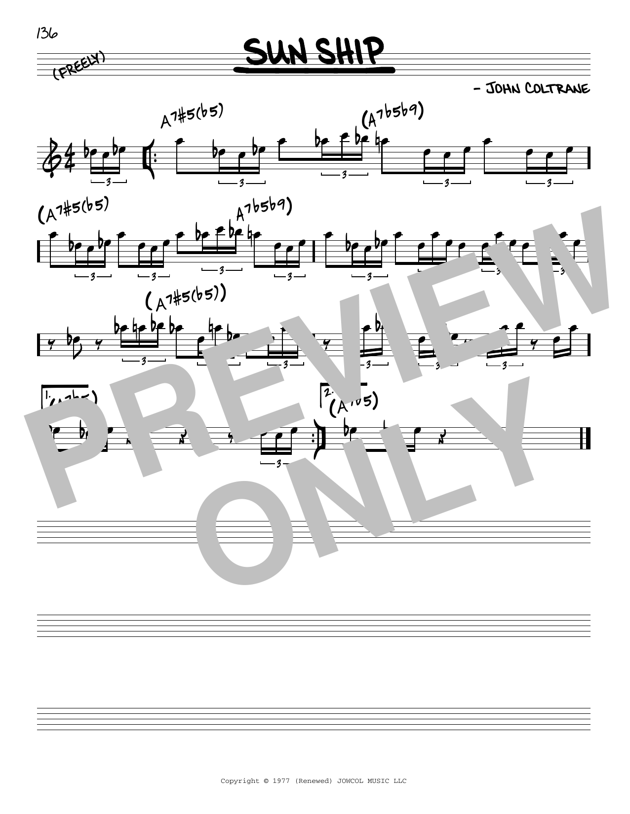 John Coltrane Sun Ship sheet music notes and chords arranged for Real Book – Melody & Chords