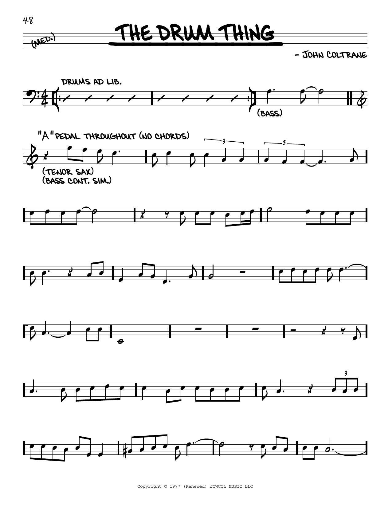 John Coltrane The Drum Thing sheet music notes and chords arranged for Real Book – Melody & Chords