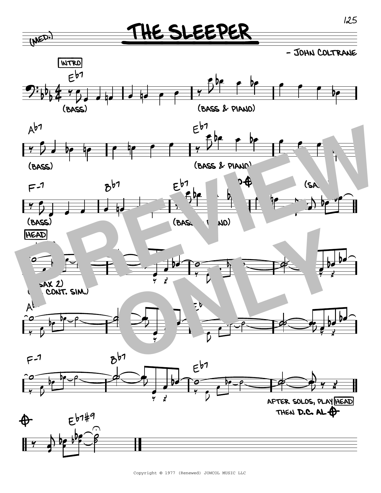John Coltrane The Sleeper sheet music notes and chords arranged for Real Book – Melody & Chords