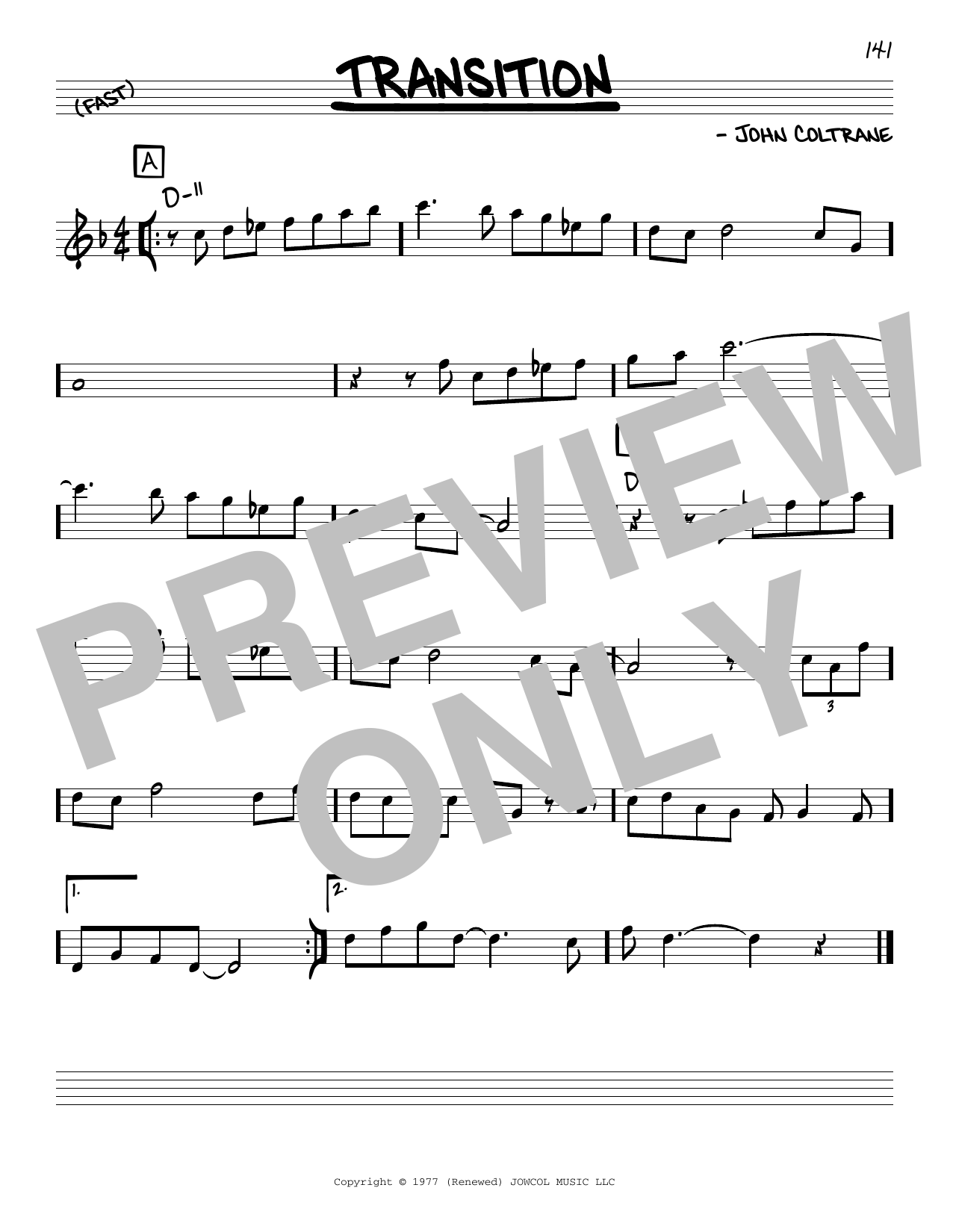 John Coltrane Transition sheet music notes and chords arranged for Real Book – Melody & Chords
