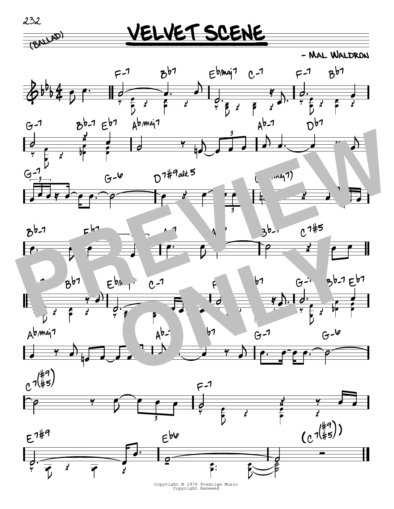 John Coltrane Velvet Scene sheet music notes and chords arranged for Real Book – Melody & Chords