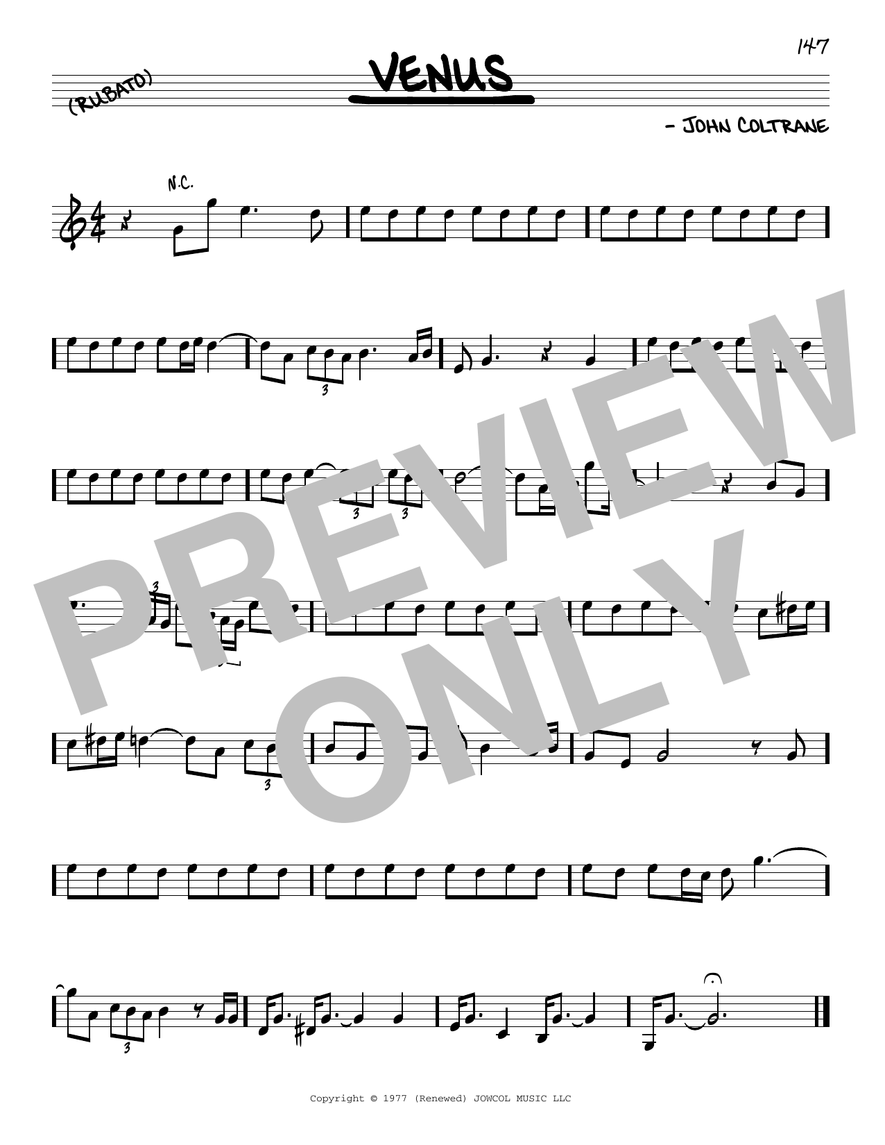 John Coltrane Venus sheet music notes and chords arranged for Real Book – Melody & Chords
